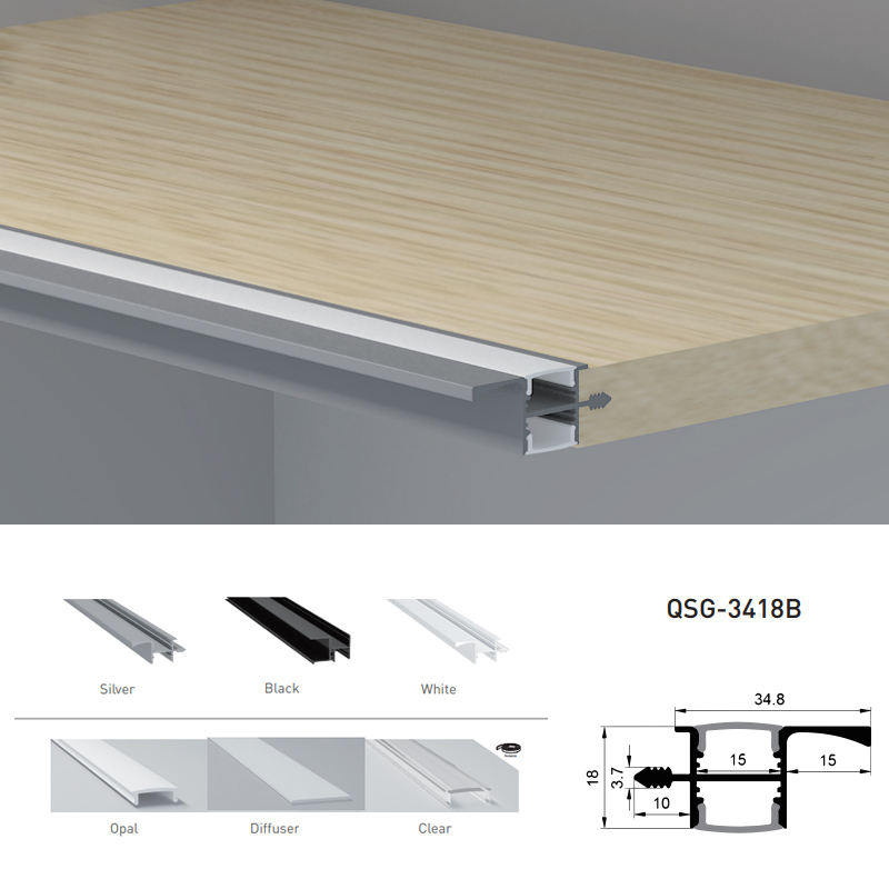 Cabinet Lighting Aluminum LED Strip Diffuser Profile For 15mm Double Row LED Strip Lights Cabinet Lighting Aluminum LED Strip Diffuser Profile For 15mm Double Row LED Strip Lights